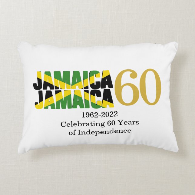 Patriotic JAMAICA 60th Anniversary Independence Decorative Cushion (Front)