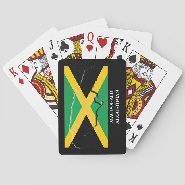 Patriotic JAMAICA FLAG MAP Personalised Playing Cards (Back)