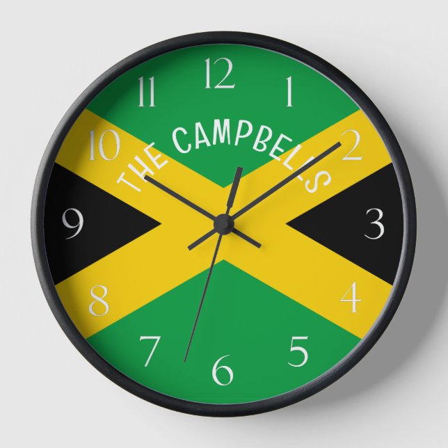 Patriotic Jamaican Flag Clock (Front)