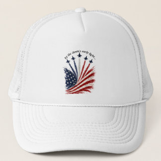 Patriotic Jet Formation American Flag Art Trucker Hat