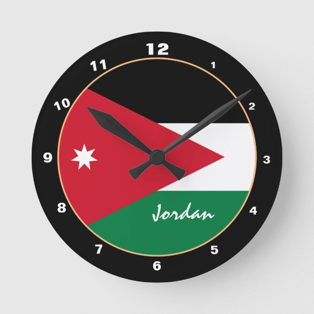 Patriotic Jordanian Flag, Jordan Home / design Round Clock (Front)