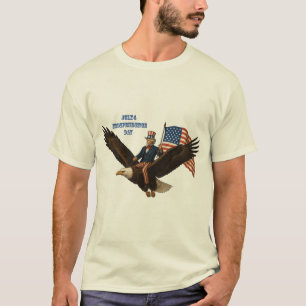 Patriotic July 4 Uncle Sam Riding a Bald Eagle URM T-Shirt