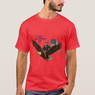 Patriotic July 4 Uncle Sam Riding a Bald Eagle URM T-Shirt