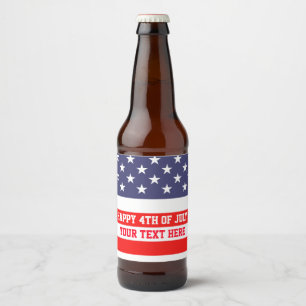 Patriotic July 4th American flag beer bottle label