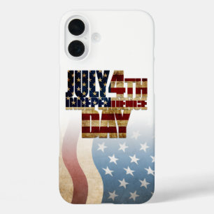 Patriotic July 4th Flag Design iPhone 16 Plus Case