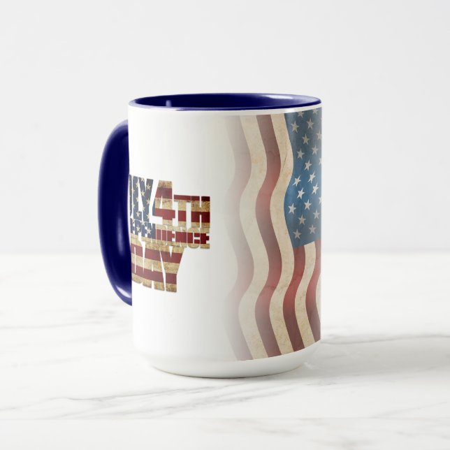 Patriotic July 4th Flag Design Mug (Front Left)