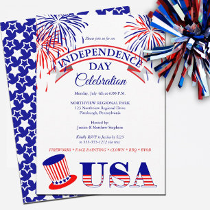 Patriotic July 4th Independence Day Celebration Invitation