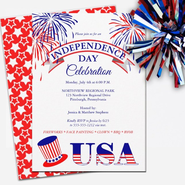 Patriotic July 4th Independence Day Celebration Invitation (Creator Uploaded)