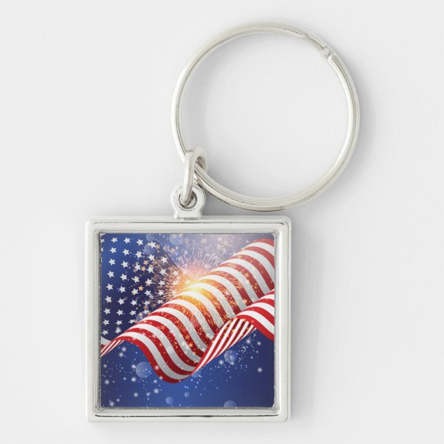 Patriotic July 4th Keychain (Front)