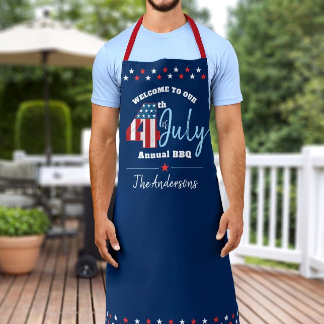 Patriotic July 4th Red White Blue Stars USA Flag Apron (Creator Uploaded)