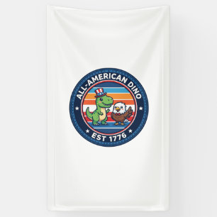 Patriotic Kawaii Dinosaur All-american DINO EST 17 Banner