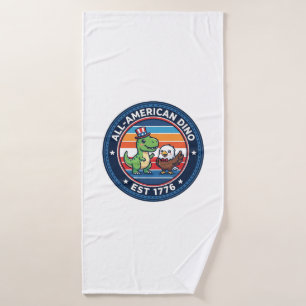 Patriotic Kawaii Dinosaur All-american DINO EST 17 Bath Towel