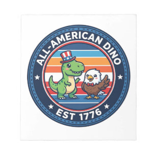 Patriotic Kawaii Dinosaur All-american DINO EST 17 Notepad