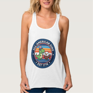 Patriotic Kawaii Dinosaur All-american DINO EST 17 Singlet