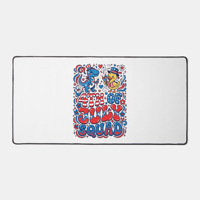 Patriotic Kawaii Dinosaur Best Step-dad Ever Step- Desk Mat (Front)