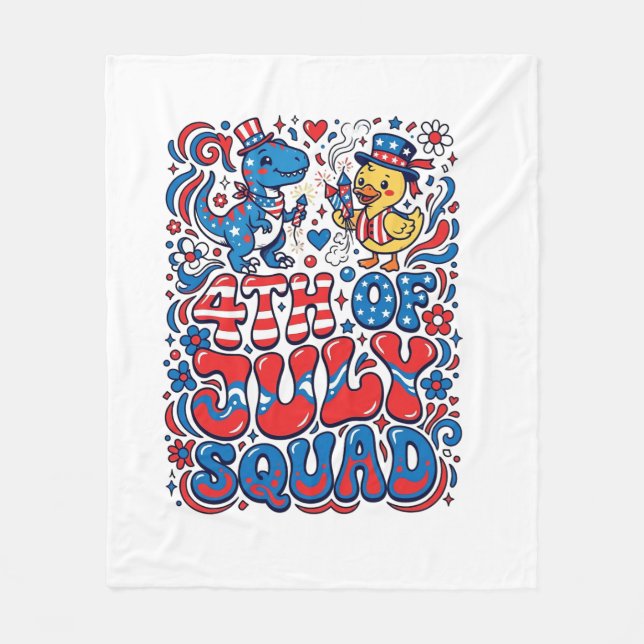 Patriotic Kawaii Dinosaur Best Step-dad Ever Step- Fleece Blanket (Front)