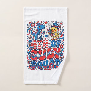 Patriotic Kawaii Dinosaur Best Step-dad Ever Step- Hand Towel