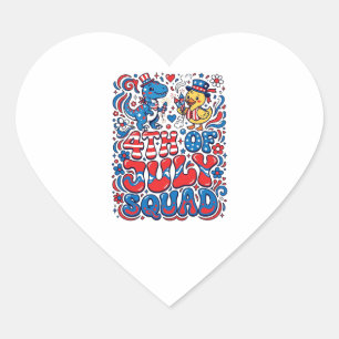 Patriotic Kawaii Dinosaur Best Step-dad Ever Step- Heart Sticker