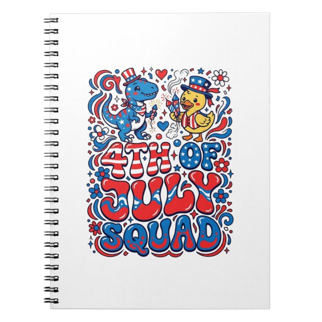 Patriotic Kawaii Dinosaur Best Step-dad Ever Step- Notebook (Front)