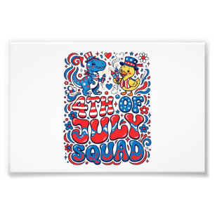 Patriotic Kawaii Dinosaur Best Step-dad Ever Step- Photo Print