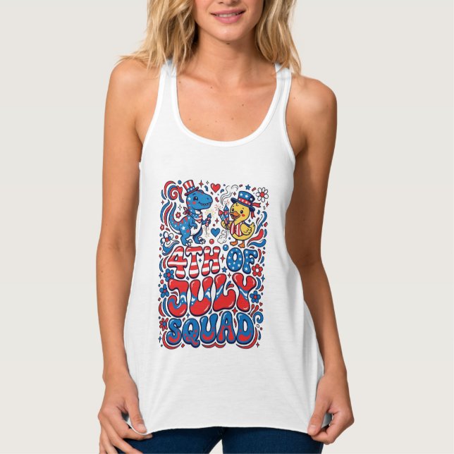 Patriotic Kawaii Dinosaur Best Step-dad Ever Step- Singlet (Front)