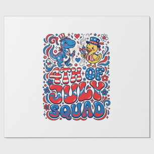 Patriotic Kawaii Dinosaur Best Step-dad Ever Step- Wrapping Paper