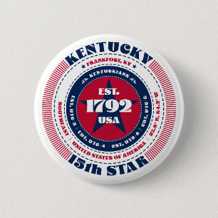 Patriotic Kentucky Circle with State Details 6 Cm Round Badge