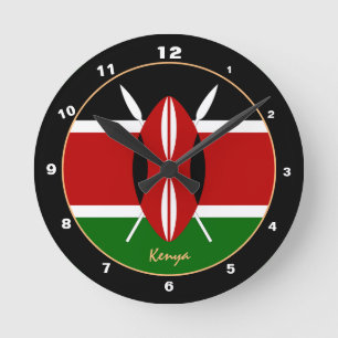 Patriotic Kenyan Flag, Kenya trendy Home / design Round Clock