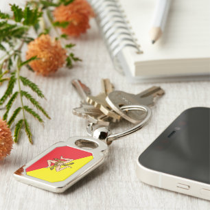 Patriotic keychain with Flag of Sicily, Italy