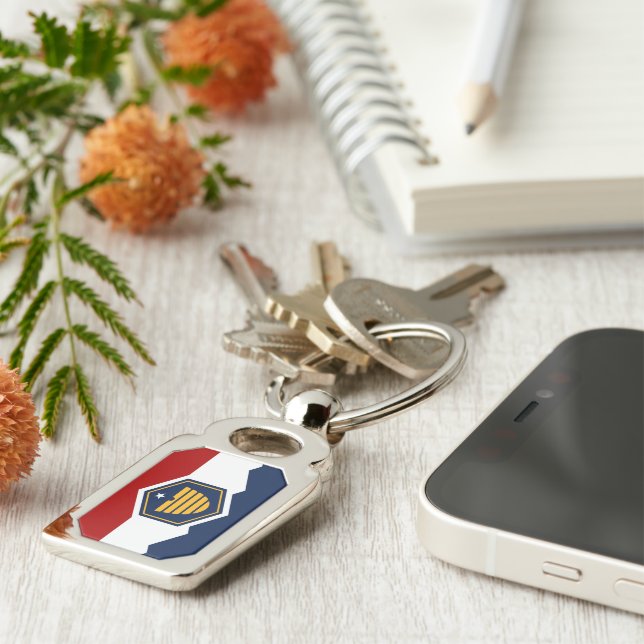 Patriotic keychain with Flag of Utah, USA (Side)