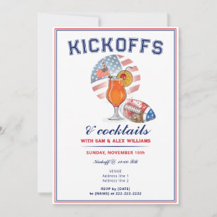 Patriotic Kickoffs & Cocktails Football Game Day Invitation