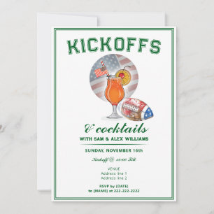 Patriotic Kickoffs & Cocktails Game Day Football Invitation