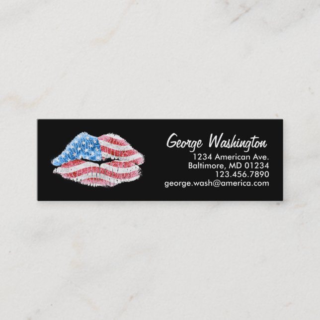 Patriotic Kiss Mini Business Card (Front)
