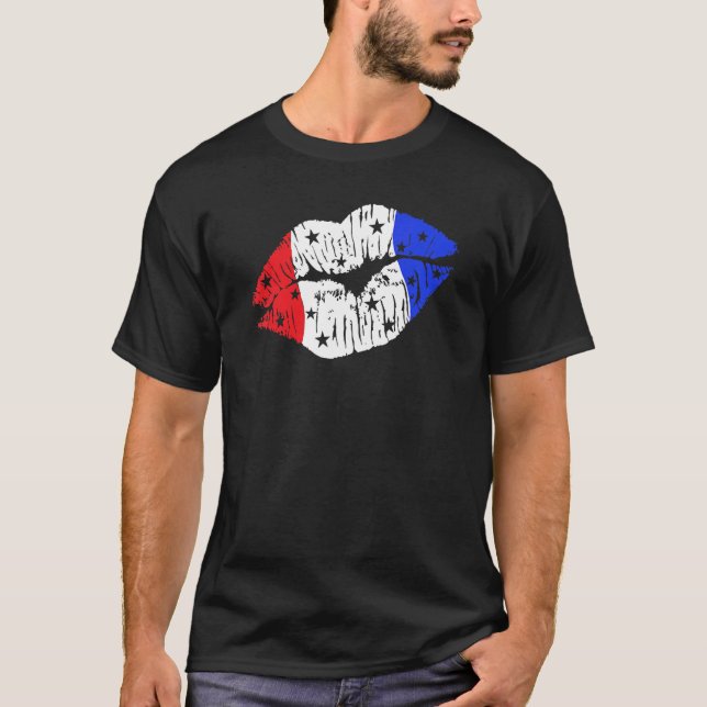Patriotic Kiss on the Red  White  and Blue Lips US T-Shirt (Front)