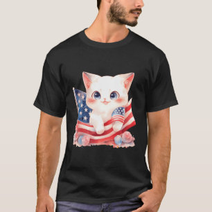 Patriotic Kitten 4Th Of July Usa Independence Day T-Shirt