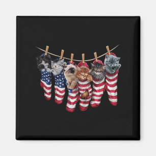 Patriotic Kittens In Aamerican Flag Socks Funny Magnet