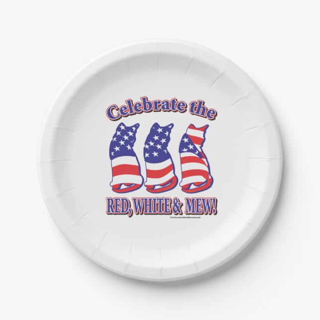 Patriotic Kitty Cats Paper Plate (Front)