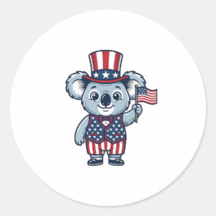 Patriotic Koala Vector Vintage Shirt Design_1 Classic Round Sticker