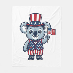Patriotic Koala Vector Vintage Shirt Design_1 Fleece Blanket