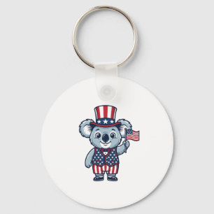 Patriotic Koala Vector Vintage Shirt Design_1 Key Ring