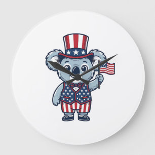 Patriotic Koala Vector Vintage Shirt Design_1 Large Clock