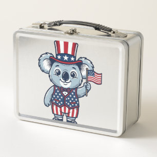 Patriotic Koala Vector Vintage Shirt Design_1 Metal Lunch Box
