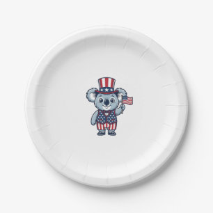 Patriotic Koala Vector Vintage Shirt Design_1 Paper Plate