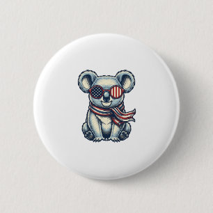 Patriotic Koala Vintage Engraving Shirt Design_1 6 Cm Round Badge