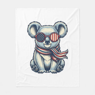 Patriotic Koala Vintage Engraving Shirt Design_1 Fleece Blanket