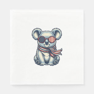 Patriotic Koala Vintage Engraving Shirt Design_1 Napkin