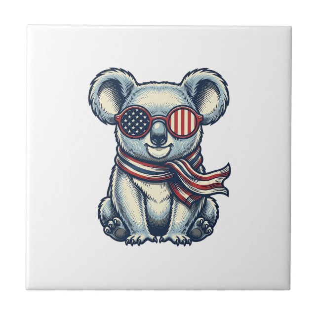 Patriotic Koala Vintage Engraving Shirt Design_1 Tile (Front)