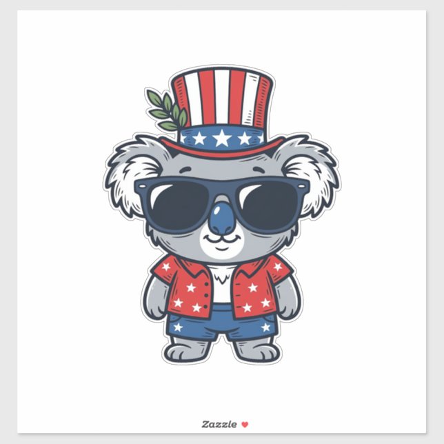 Patriotic Koala Vintage Style Vector Art_1 (Sheet)