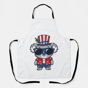 Patriotic Koala Vintage Style Vector Art_1 Apron