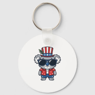 Patriotic Koala Vintage Style Vector Art_1 Key Ring